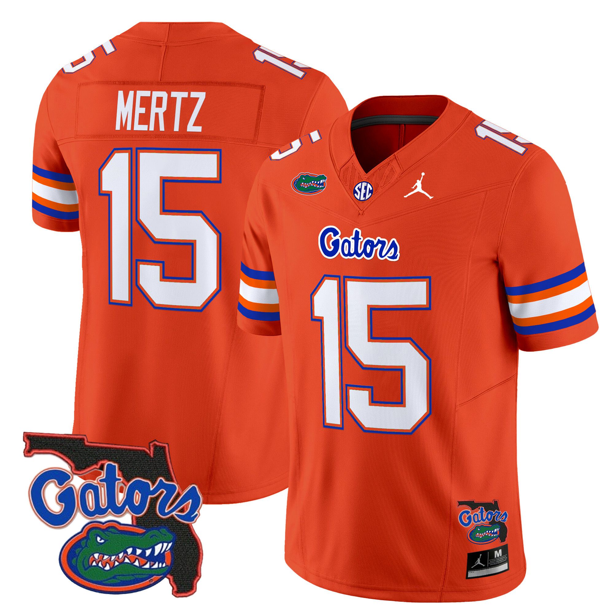 Men Florida Gators #15 Mertz Orange 2024 Florida Patch Vapor Limited NCAA Jersey